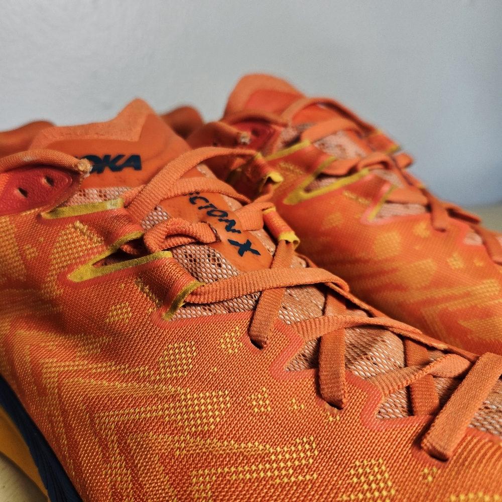 Hoka One One Tecton X Mens 12.5 Trail Running Shoe Carbon Fiber Orange Blue - Picture 7 of 10